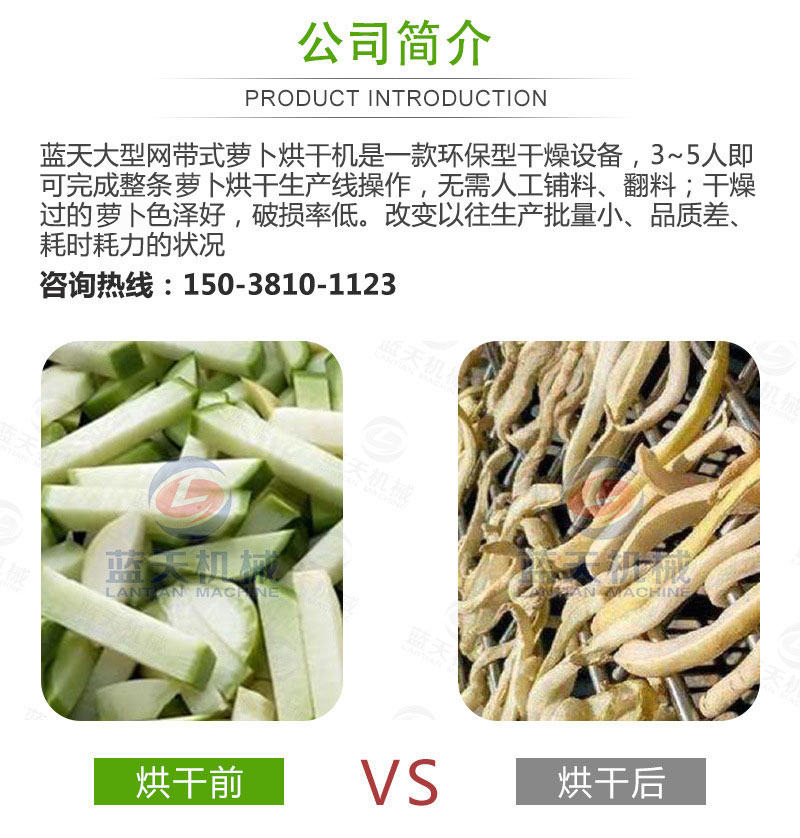 蘿卜條網(wǎng)帶烘干機(jī)產(chǎn)品簡介