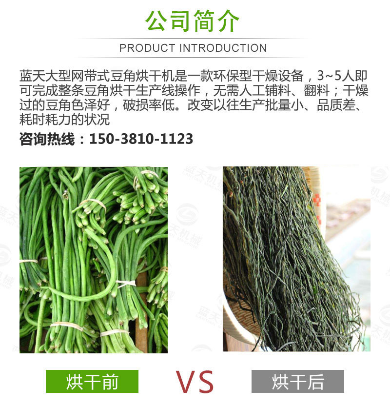 豆角網帶烘干機產品簡介
