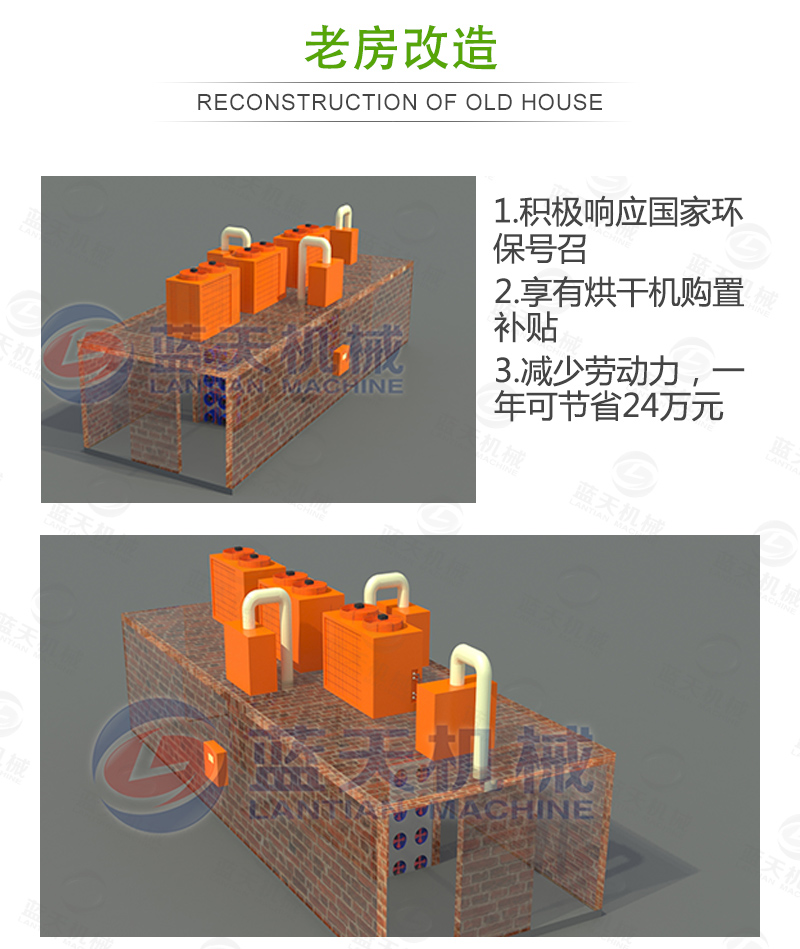  大蒜片網(wǎng)帶烘干機老房改造